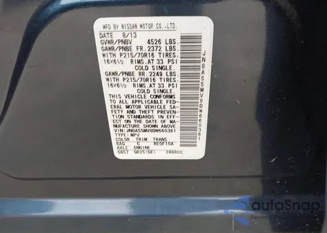 2013 Nissan Rogue S z USA, uszkodzony, nr VIN JN8AS5MV8DW660361